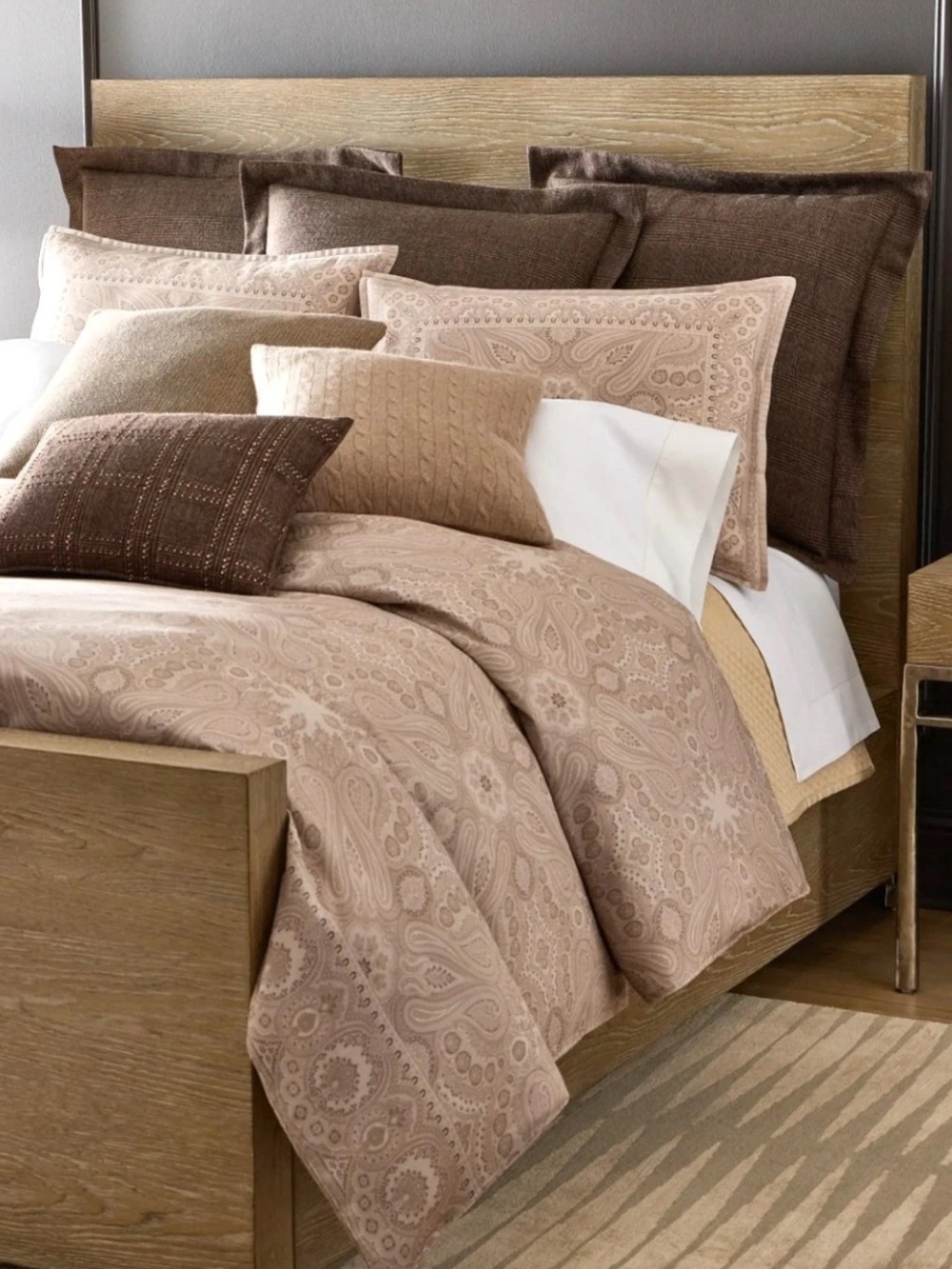 Ralph Lauren Queen Beaumont Paisley Cotton Comforter 94” x 96” Stone NWT $550 - Picture 14 of 15